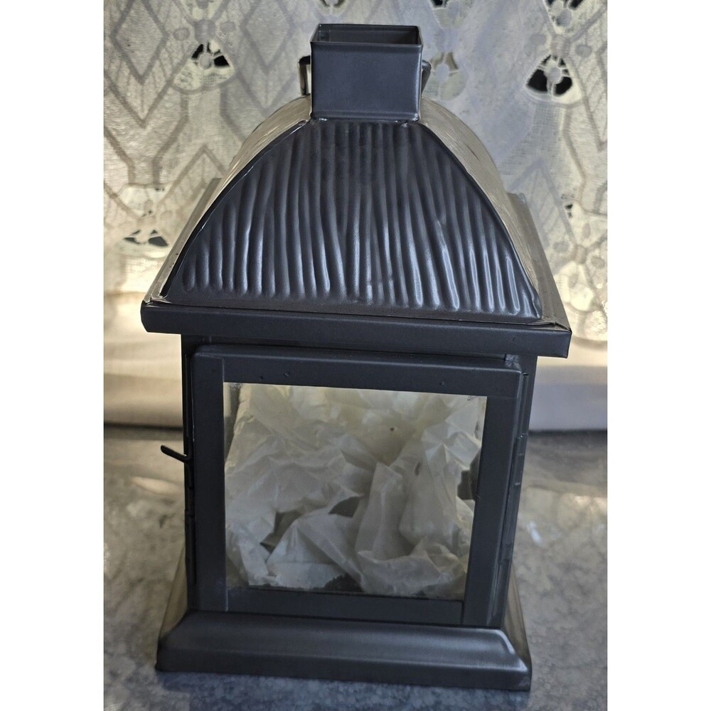 Target Home Corrugated Metal Lantern Dark Bronze Glass Candleholder 10.25"